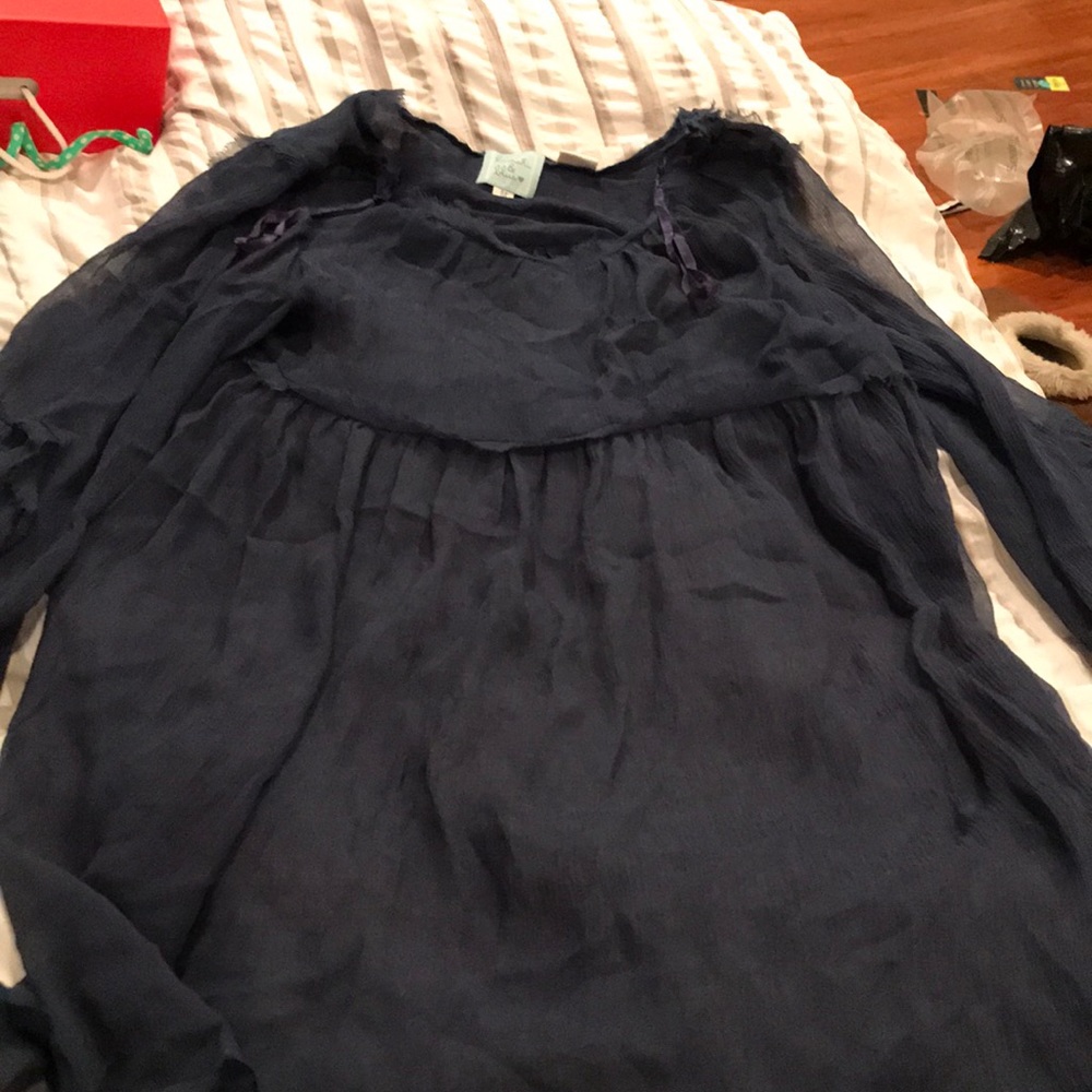 Navy Blue Sheer Dress